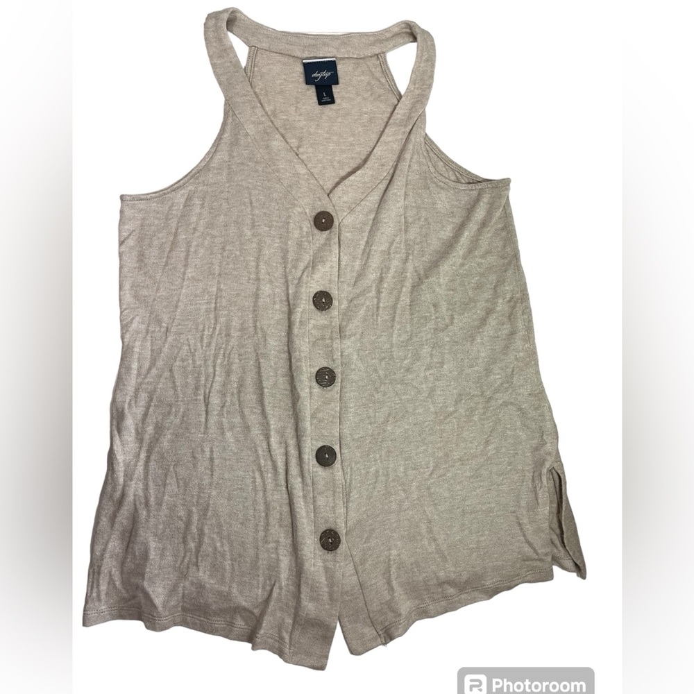 Buckle Daytrip Beige Soft Large Button Long flowy Tank Top Size Large Neutral